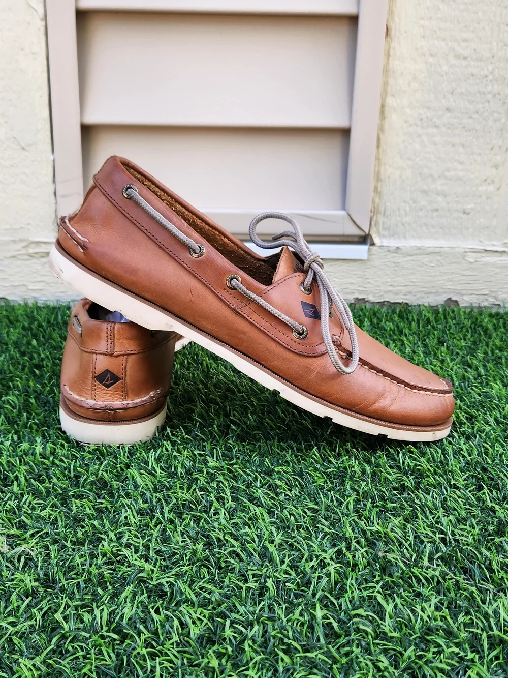Sperry top sider mens 2 Eye Tan Leather Boat Shoes Size 11.5